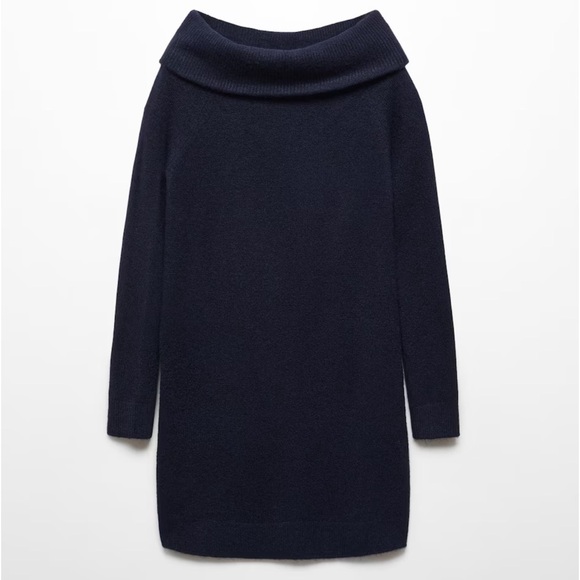 MANGO TEEN GIRL Off-shoulders dress- Navy- Small - Picture 3 of 7